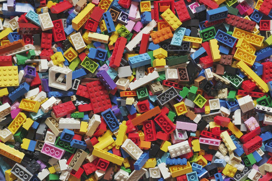Colorful assortment of LEGO pieces