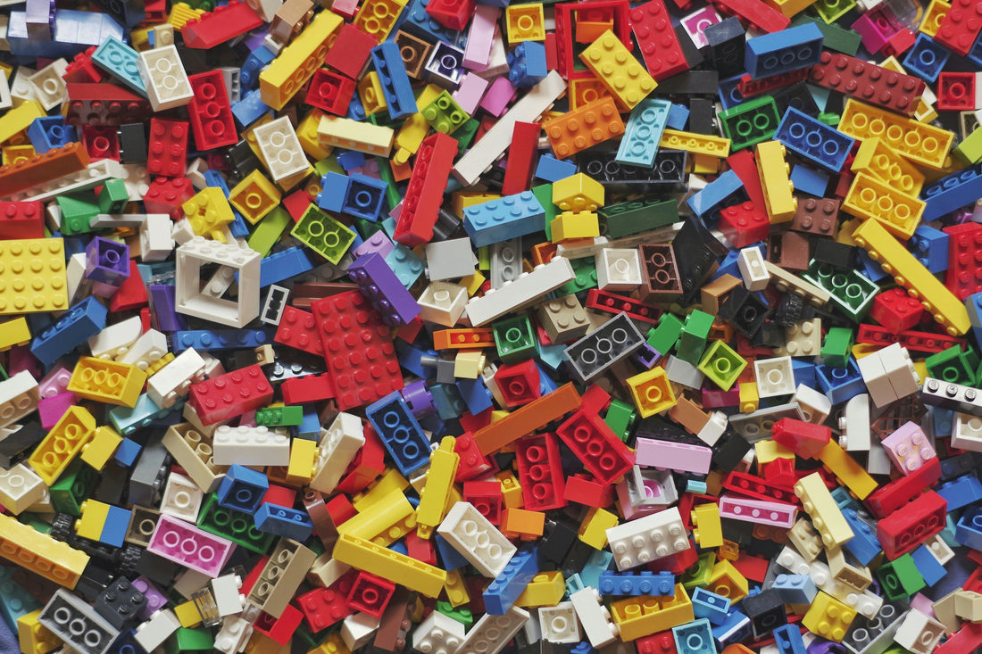 Colorful assortment of LEGO pieces