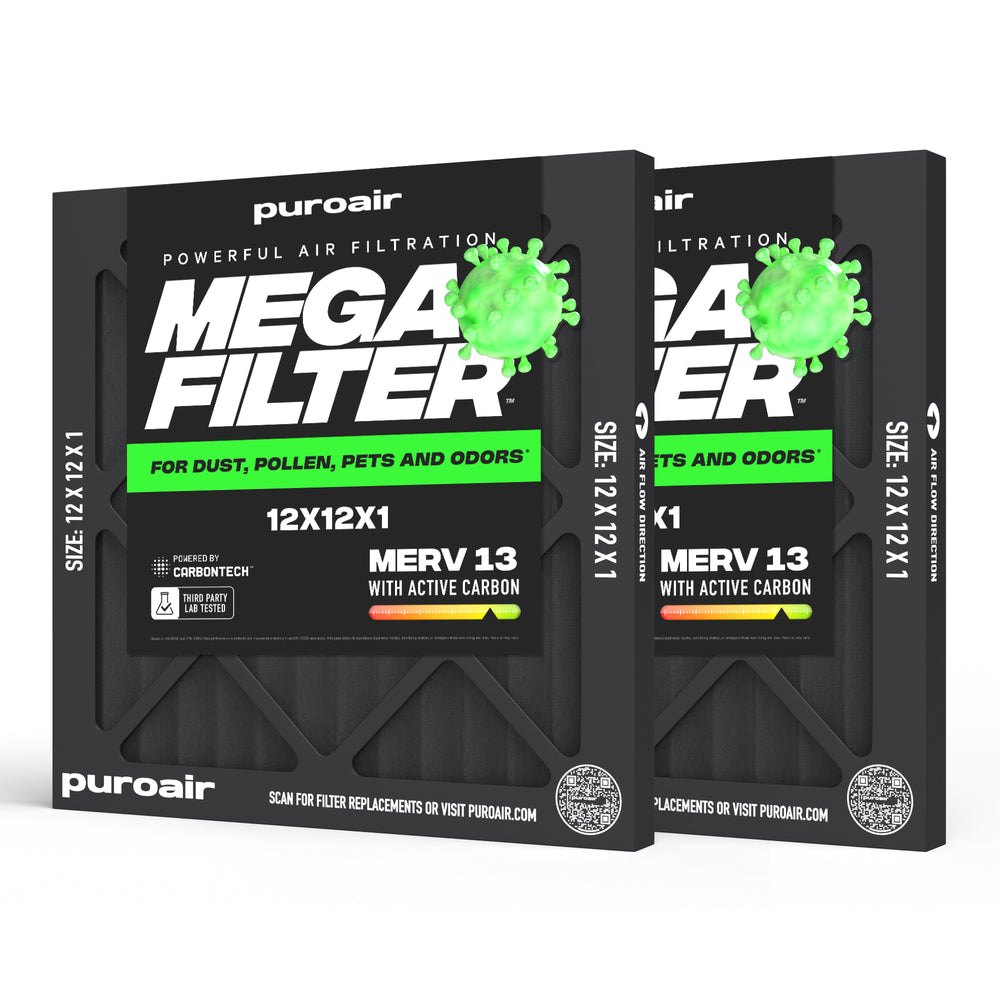PuroAir HVAC Mega Filter MERV 13 Pleated Plus Activated Carbon Air Filter