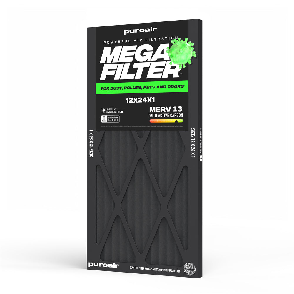 PuroAir HVAC Mega Filter MERV 13 Pleated Plus Activated Carbon Air Filter