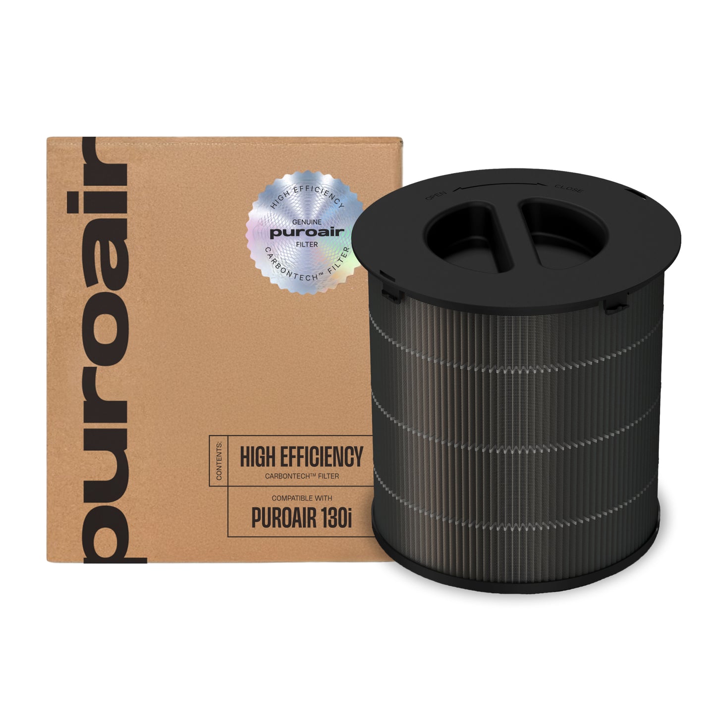 PuroAir 130i high-efficiency filter with cardboard packaging