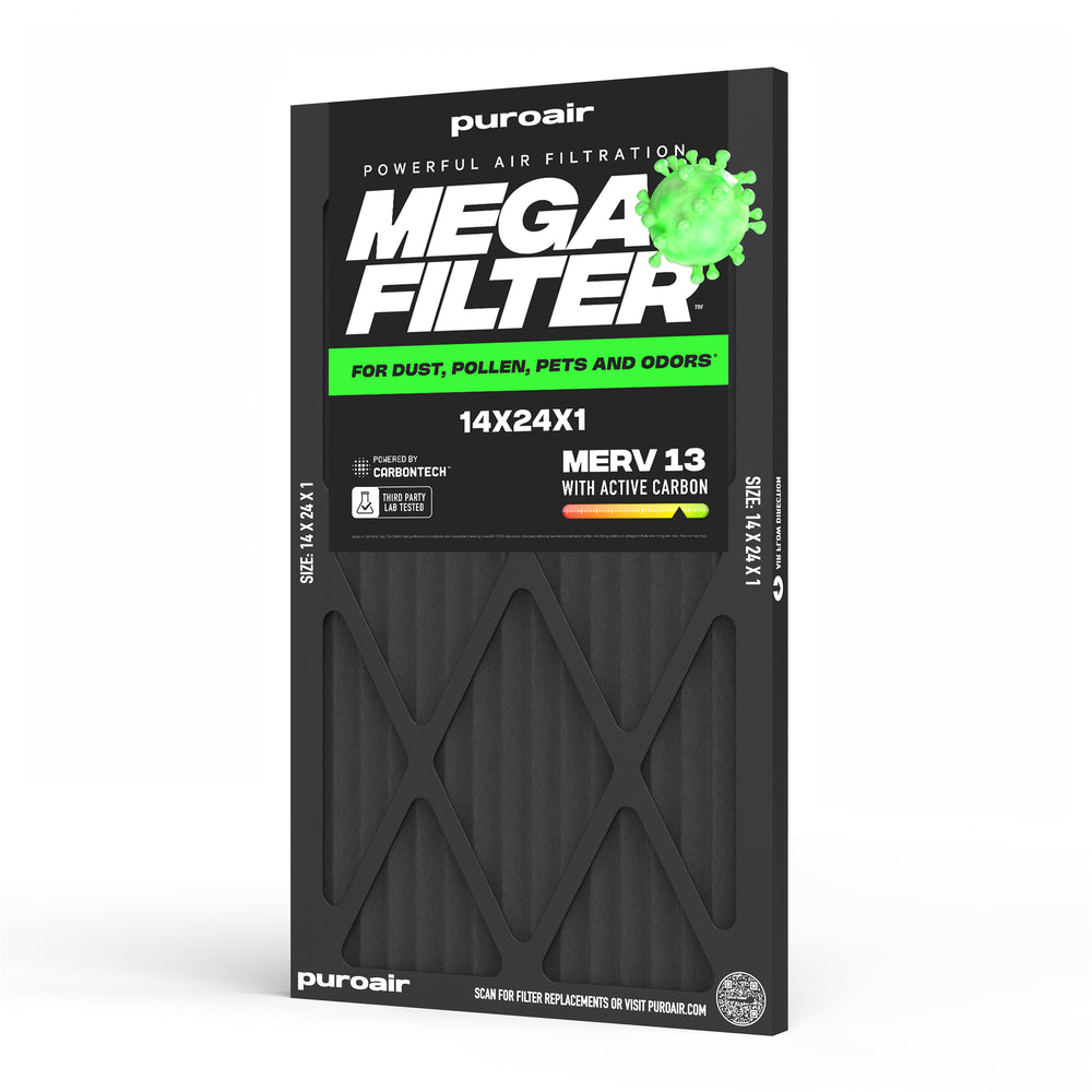 PuroAir HVAC Mega Filter MERV 13 Pleated Plus Activated Carbon Air Filter