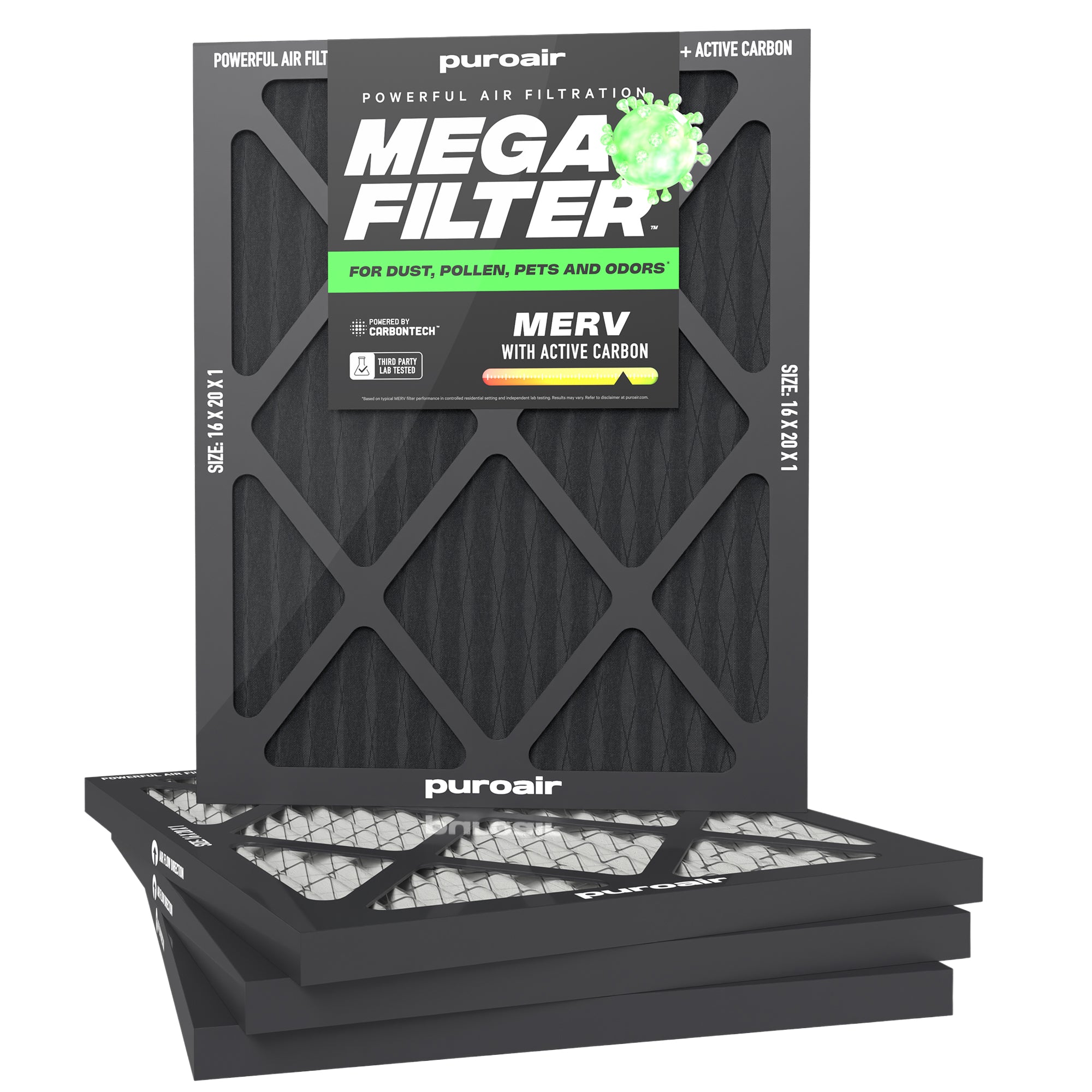 Puroair Mega Filter 16x20 4-Pack on a white background