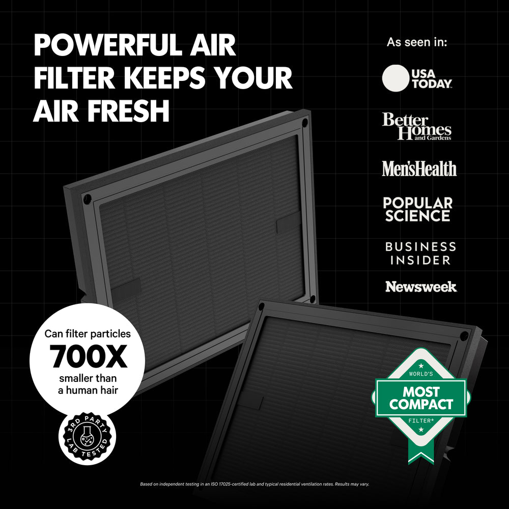 PuroAir 100i filter with branding and publication logos