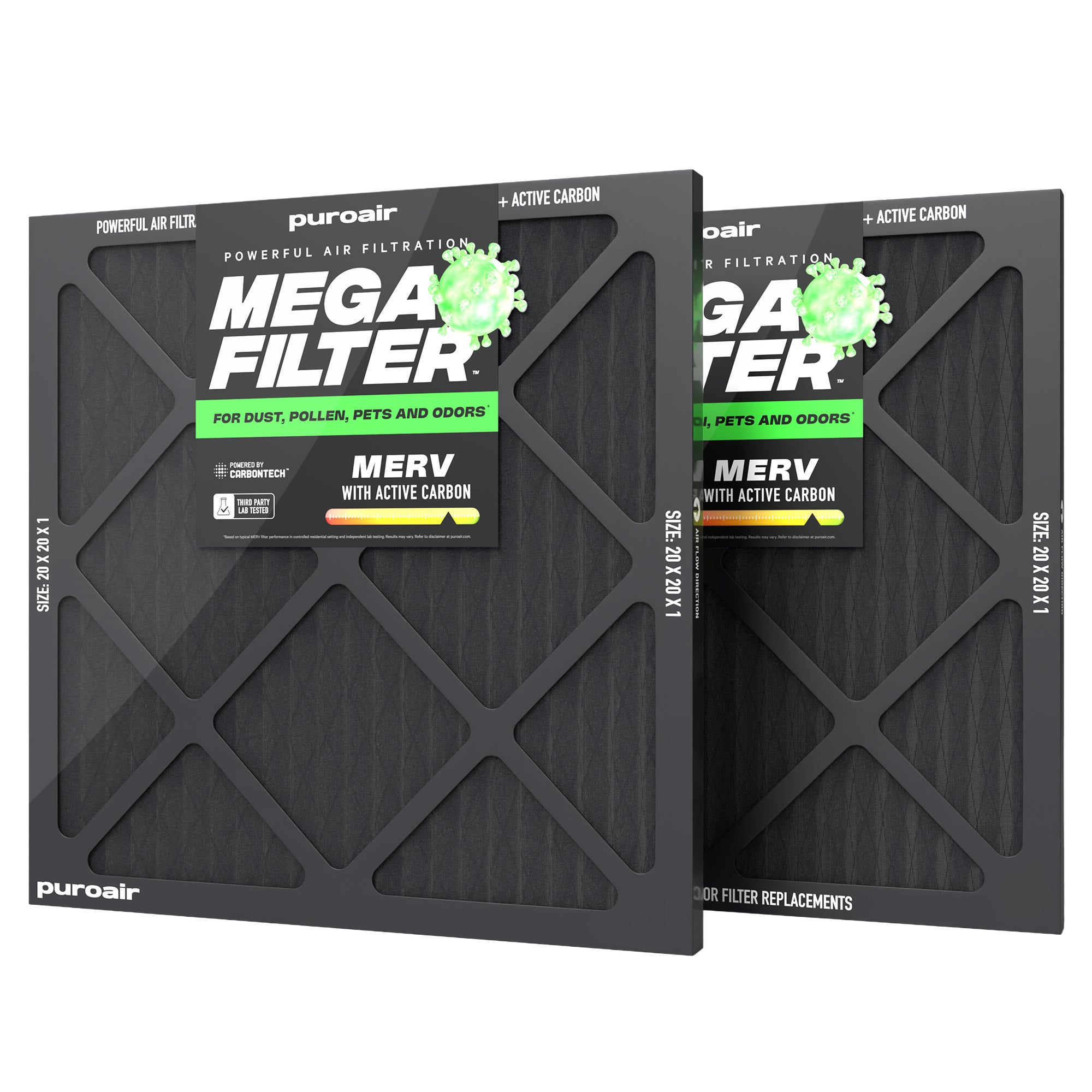 Puroair Mega Filter 20x20 4-Pack on a white background