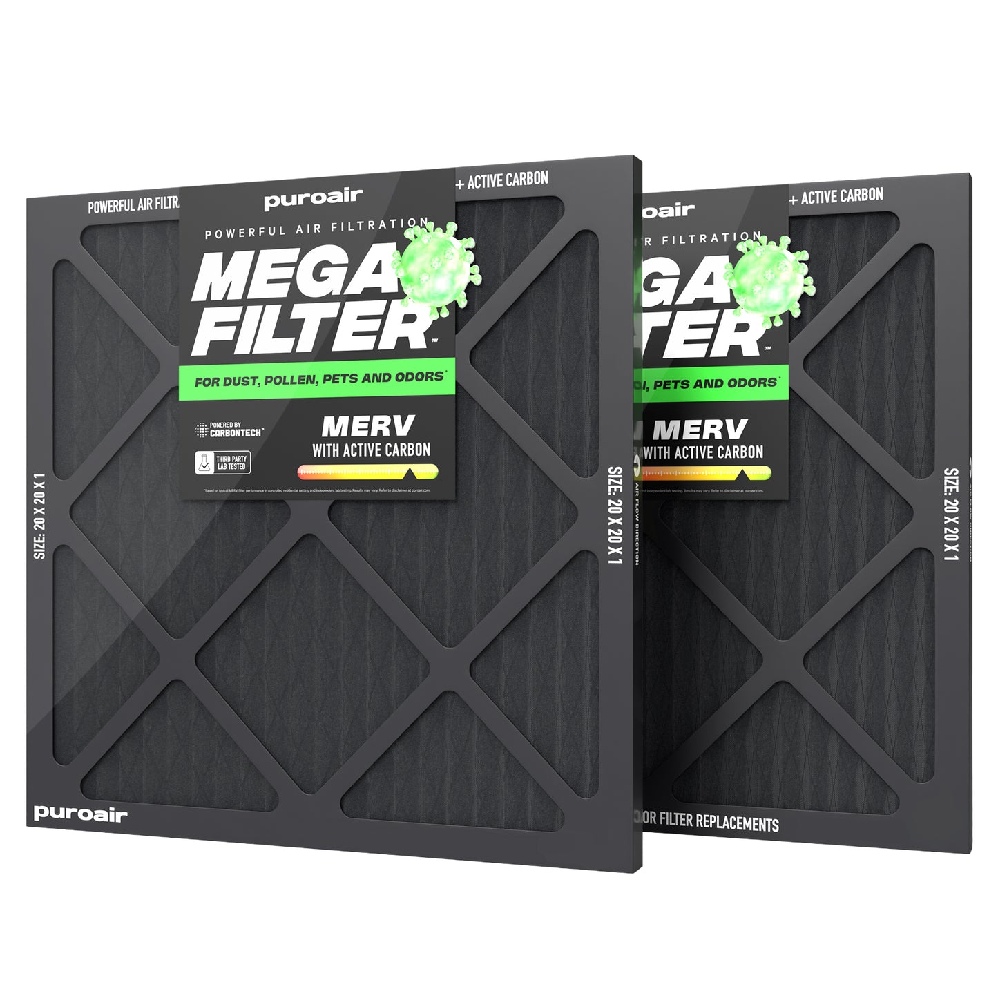 Puroair Mega Filter 20x20 4-Pack on a white background