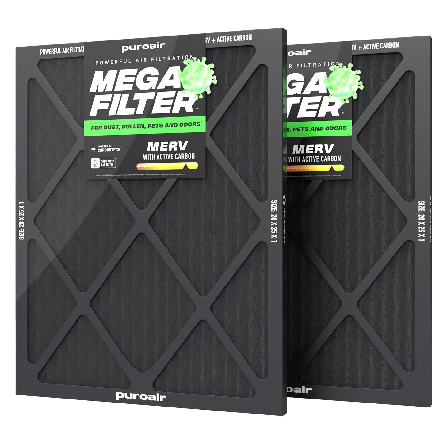 Puroair Mega Filter 20x25 2-Pack on a white background