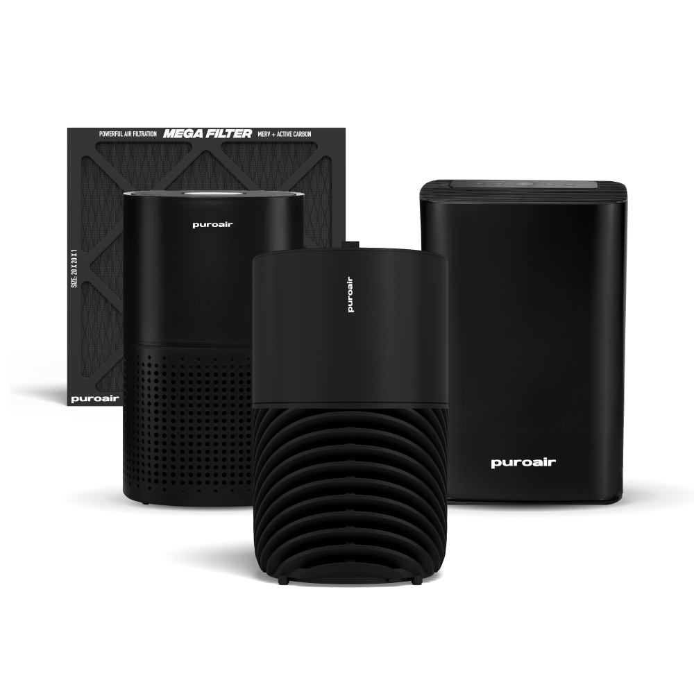 PuroAir 130i, 240, 400 air purifiers and Mega HVAC filter
