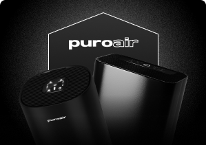 puroair 240 and 400 air purifiers with puroair logo in background